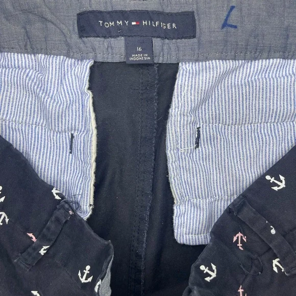 Tommy Hilfiger Anchor Print Pants Navy Straight Leg Size 16 - Picture 3 of 6